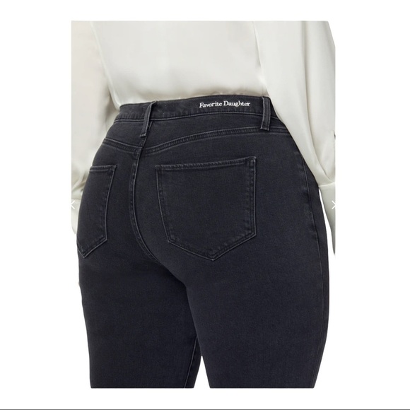NWT FAVORITE DAUGHTER Black Evelyn High Rise Slim Straight Stirrup Jean Size 24 - Picture 4 of 15